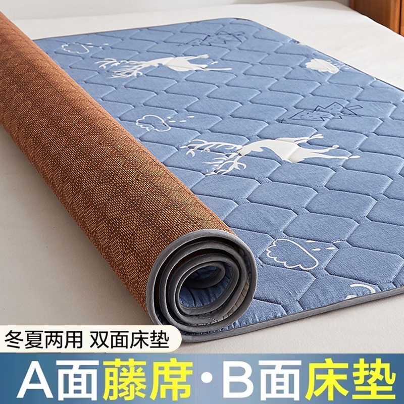 冬夏两用凉席藤席双面单人学生宿舍夏季可折叠冰丝席子床垫床褥子