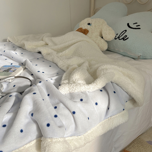 海盐波点牛奶绒毛毯羊羔绒冬季 加厚保暖盖毯沙发毯子办公室午睡毯