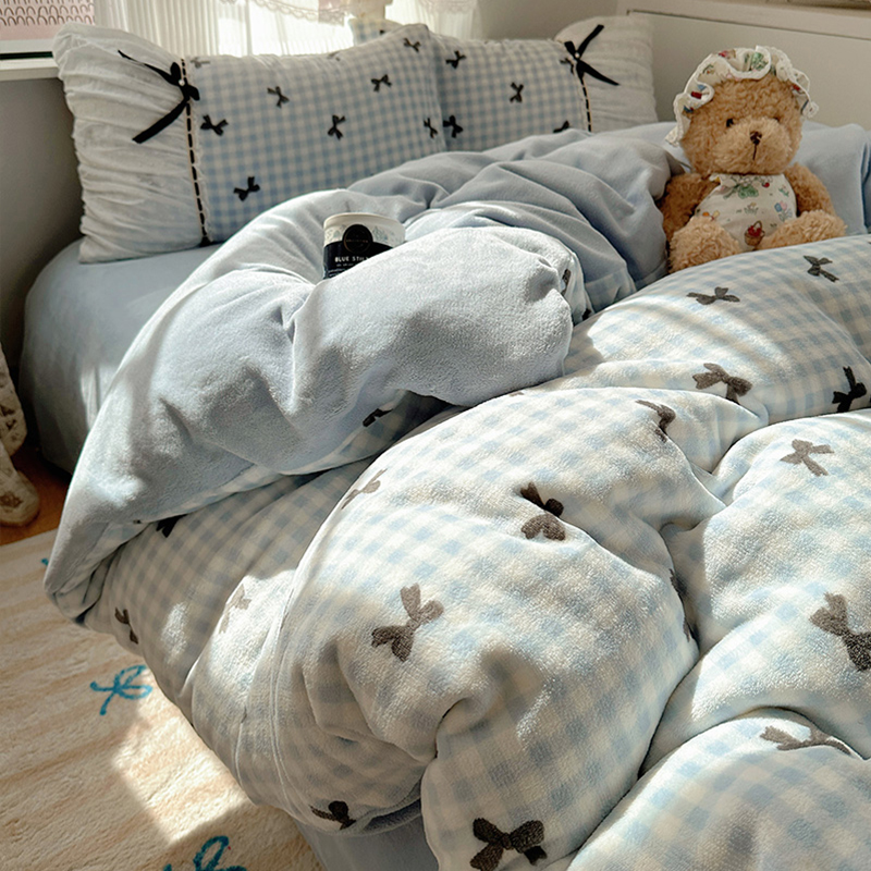 韩式双面牛奶绒四件套加绒加厚