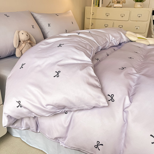 ins蝴蝶结四件套冰丝床上用品