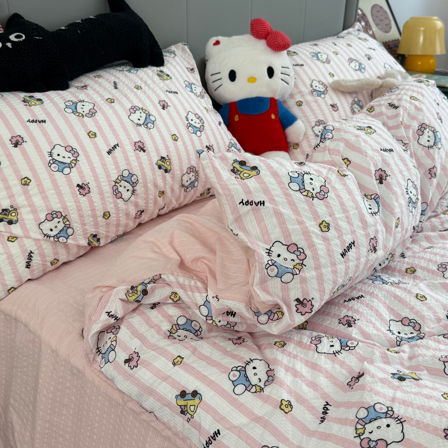 少女心卡通KT泡芙棉床上四件套