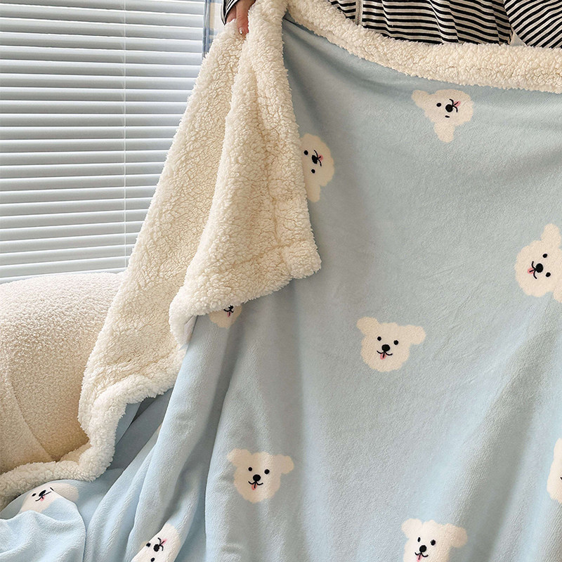 冬季小熊加厚羊羔绒毛毯午睡披肩牛奶绒小毯子沙发盖毯床上用床单