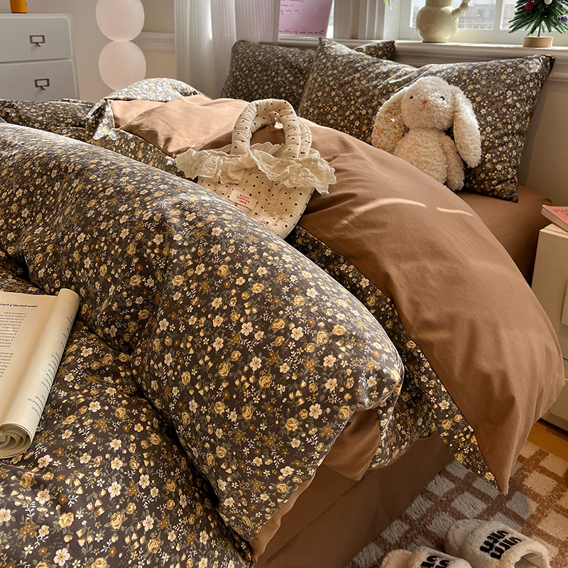 复古碎花水洗棉床上四件套2025款