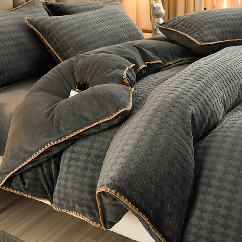 冬季雕花牛奶绒床上四件套床单床品珊瑚绒加厚法莱绒保暖被套床笠,床上用品,床品套件/四件套/多件套,淘宝优惠券,粉丝福利购,淘宝优惠卷