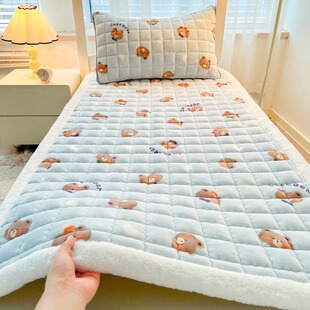 A类加厚牛奶绒床垫软垫家用宿舍学生单人褥子秋冬季 加绒床盖毛毯