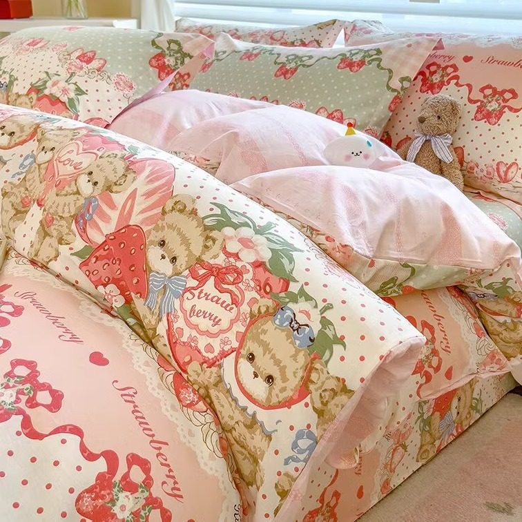 洛丽塔可爱全棉床上四件套100%纯棉儿童房床品被套床单学生宿舍三,床上用品,床品套件/四件套/多件套,淘宝优惠券,粉丝福利购,淘宝优惠卷