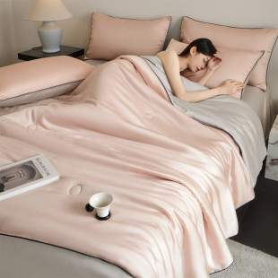 夏季 凉感冰丝夏凉被四件套可机洗夏被宿舍单人被子被芯双人空调被