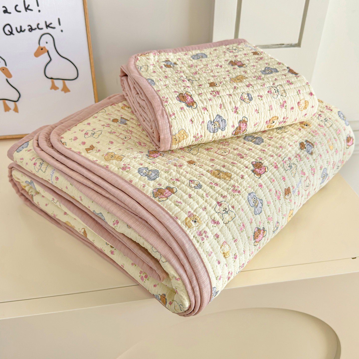 卡通双层纱夹棉床盖单件榻榻米床单三件套四季通用炕盖非全棉纯棉,床上用品,床盖,淘宝优惠券,粉丝福利购,淘宝优惠卷