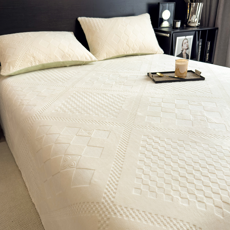 轻奢高级白牛奶绒床单单件冬加绒