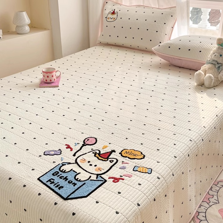 ins水洗棉毛巾绣床盖单件新款