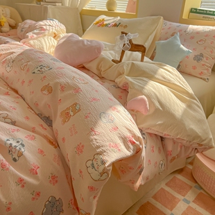 卡通童趣床上四件套泡芙棉被套非全纯棉床单人学生宿舍三件套床笠