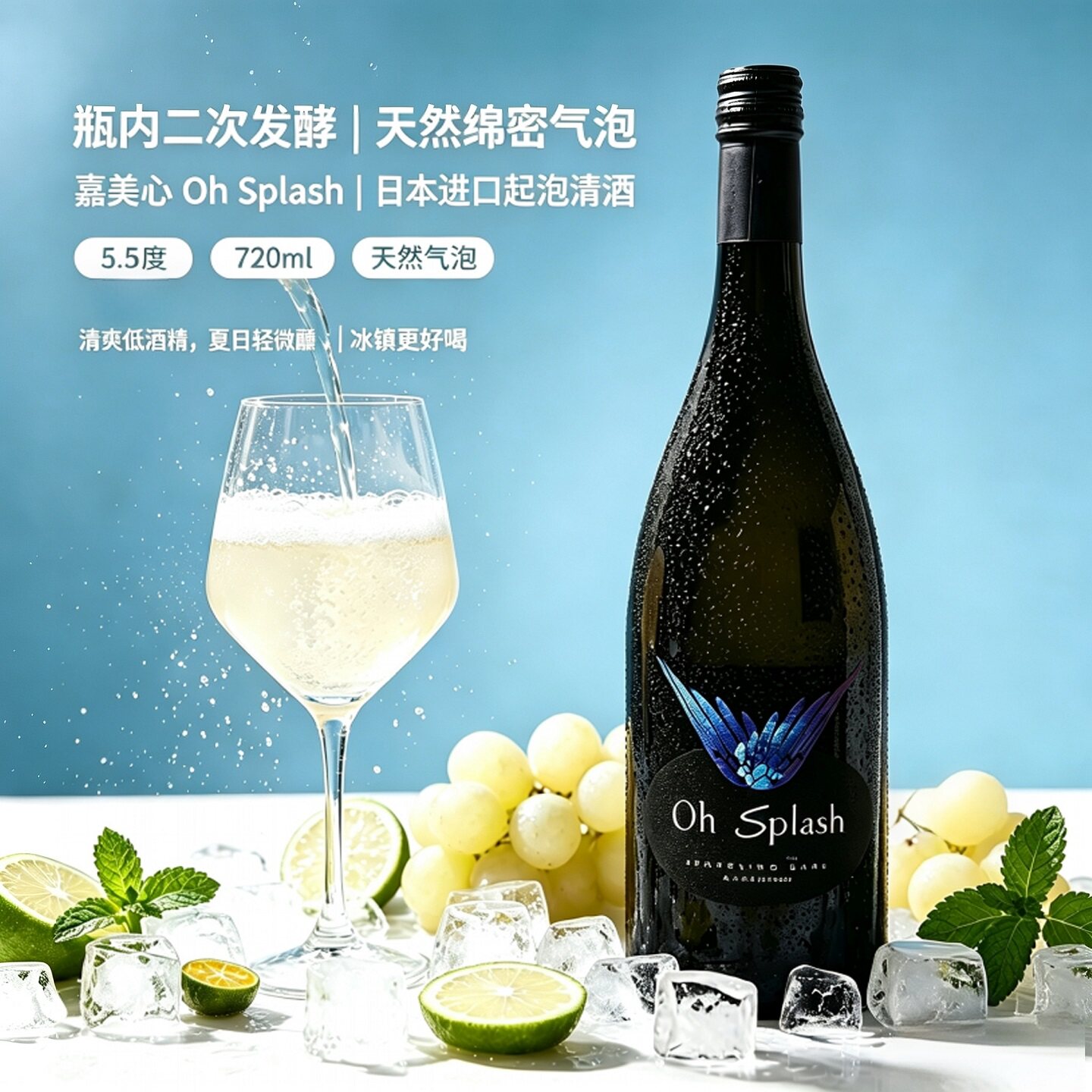嘉美心Oh Splash欧斯帕起泡酒720ml日本清酒原装进口发酵酒气泡酒