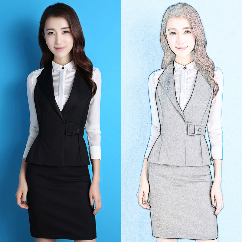 职业装2020薄款女经理职场面试工作服时尚套裙修身小西装马甲套装