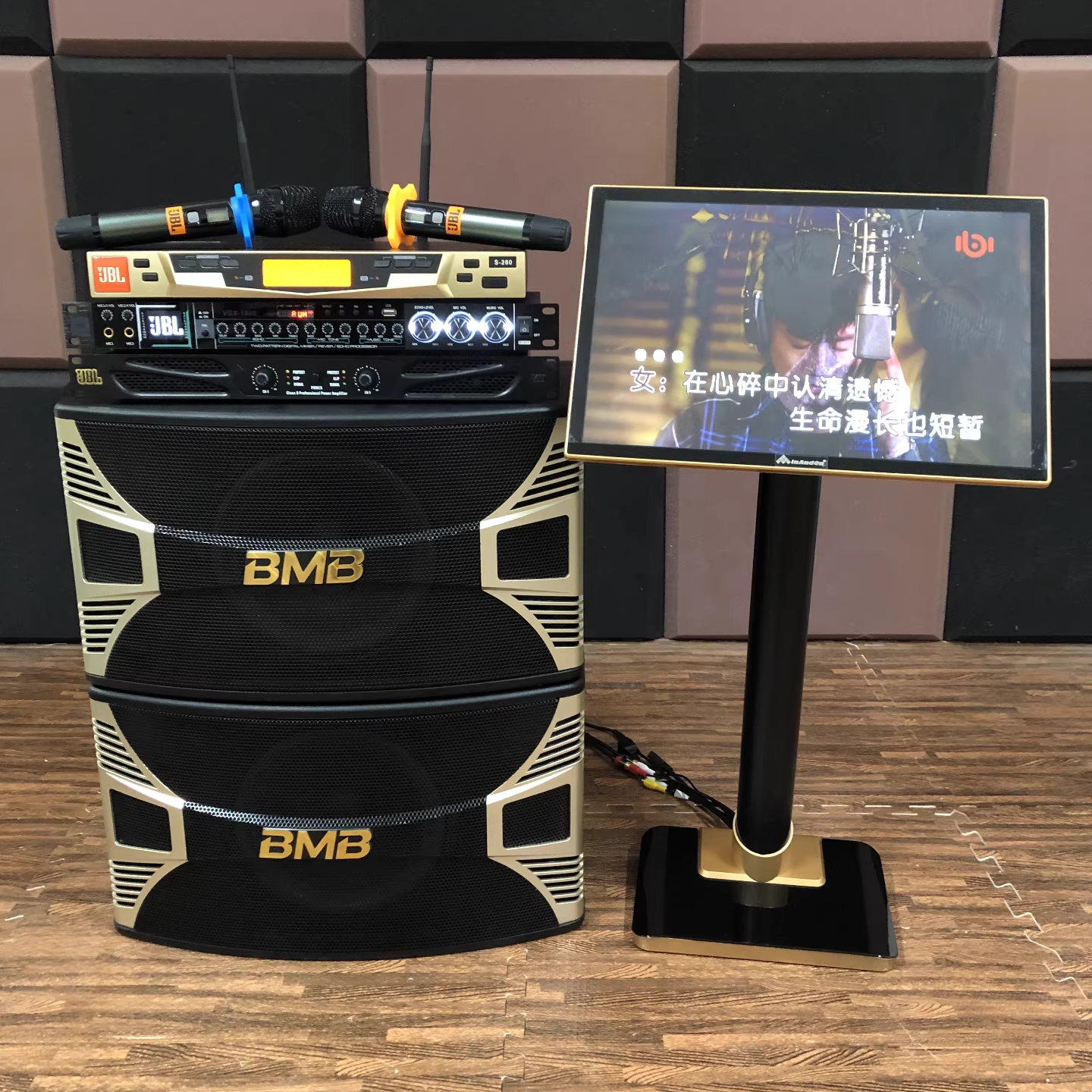 10寸卡包音箱套装KTV音箱唱歌调音台k歌音响设备卡包音箱会议音箱
