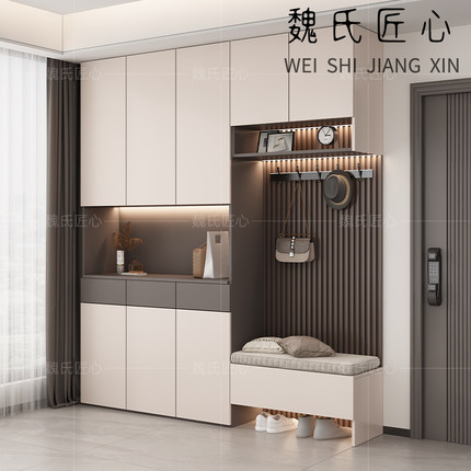 鞋柜玄关柜一体家用门口靠墙门厅柜入户隔断柜实木储物柜新款爆款