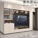 电视柜靠墙一体组合书柜家用客厅实木电视背景墙柜子整体2025新款