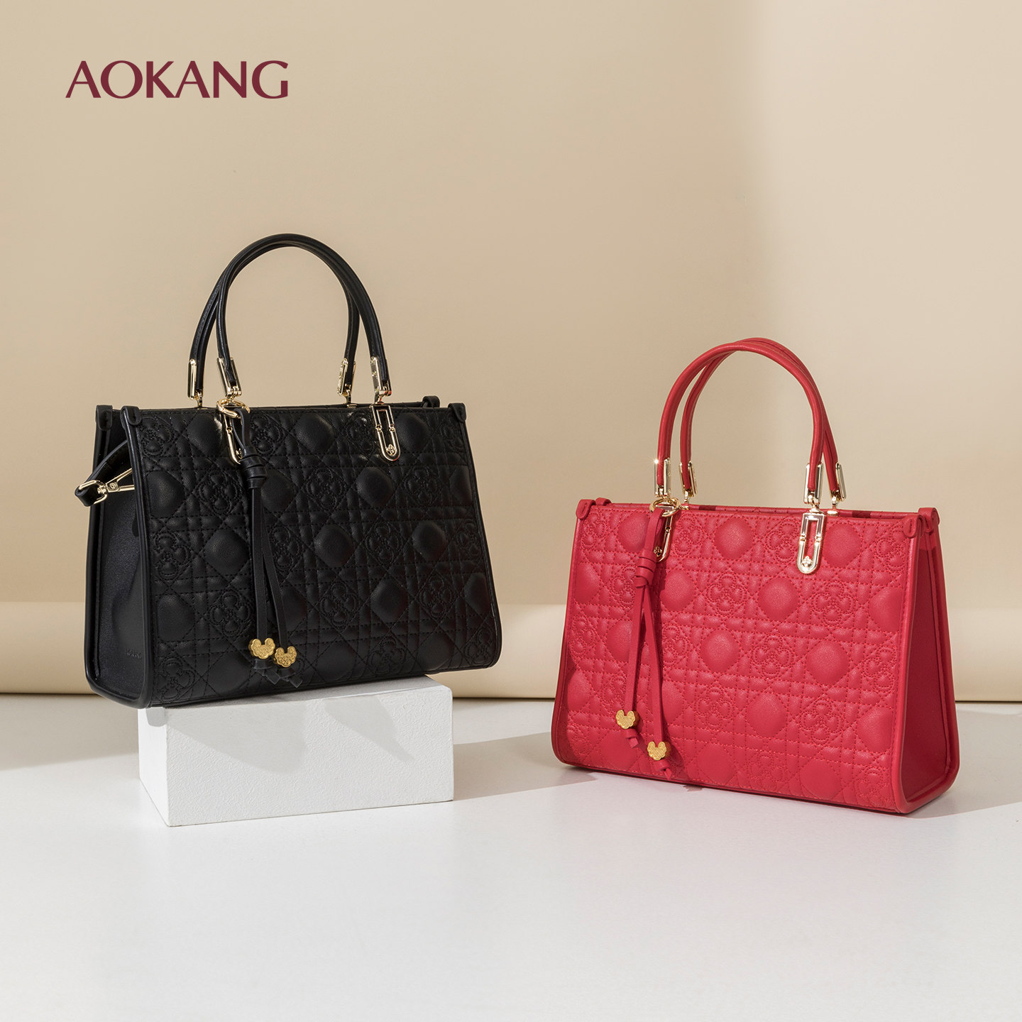 奥康 女包2026新款菱格纹手提包女真皮高级感戴妃包单肩斜挎包,箱包皮具/热销女包/男包,手拿包,淘宝优惠券,粉丝福利购,淘宝优惠卷