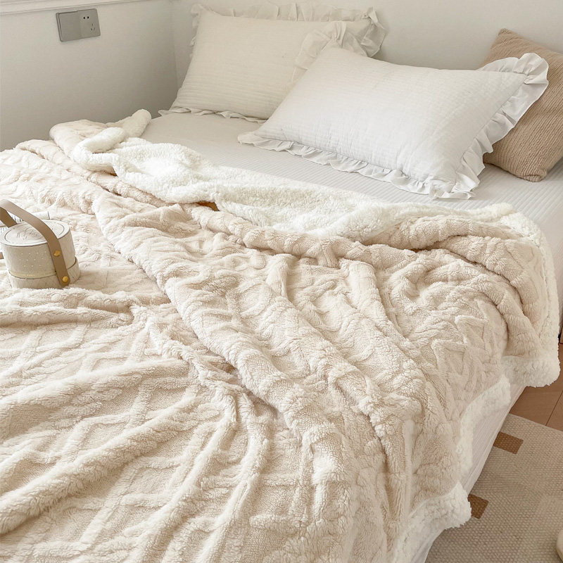 INS 북유럽 소파 담요 사무실 낮잠 담요 싱글 기숙사 더블 레이어 두꺼운 에어컨 산호 벨벳 담요 2