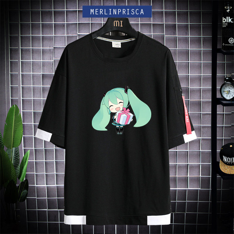 初音未来联名周边短袖洛天依葱娘miku二次元动漫男女T恤学生衣服