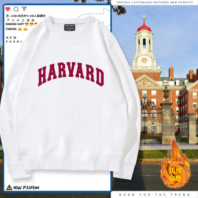 HARVARD哈佛大学男ins风情侣校友周边宽松百搭圆领加绒卫衣LN