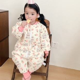 10度恒温连体睡衣婴幼儿防踢被 儿童纯棉加厚睡袋宝宝0 冬季 新款
