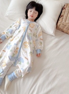 2025秋季新品宝宝睡袋纯棉A类男女童连体睡衣卡通萌趣可爱防踢被