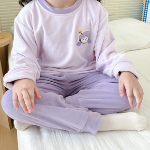 呵护宝宝娇嫩肌肤~高品质A类儿童法兰绒睡衣抗静电秋冬家居服套装
