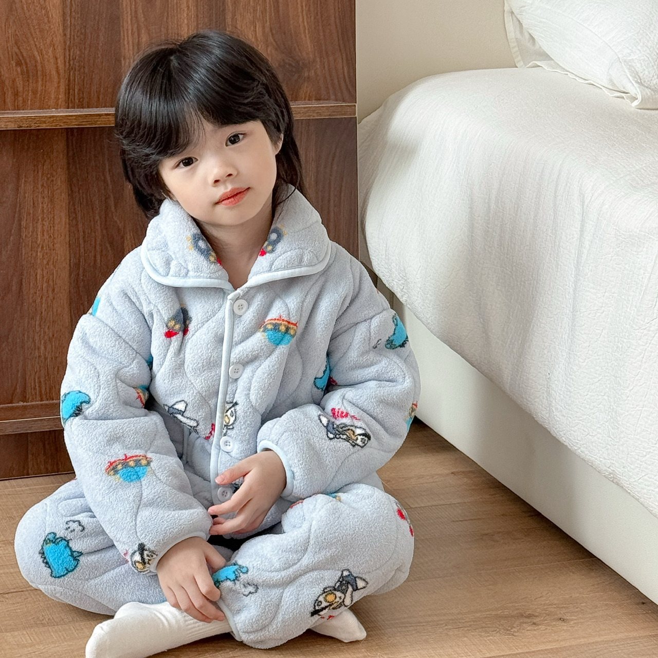 冬季男童卡通加绒加厚夹棉保暖家居服套装女童甜美法兰绒睡衣睡裤,童装/婴儿装/亲子装,家居服套装,淘宝优惠券,粉丝福利购,淘宝优惠卷
