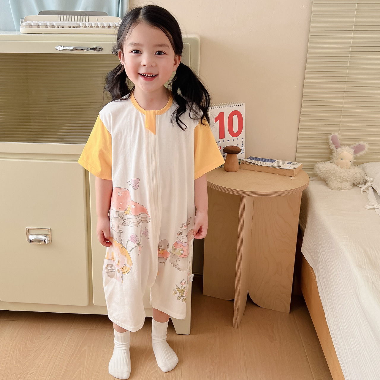 儿童纯棉薄款网眼睡袋夏季空调服
