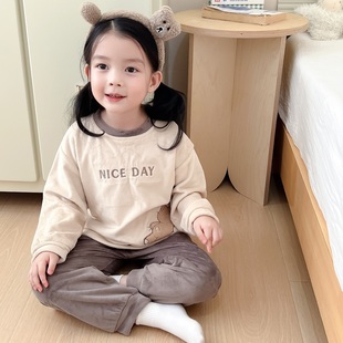 专为儿童娇嫩肌肤打造法兰绒睡衣两件套男女宝宝抗静电睡衣套装