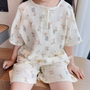 ins网红亲子睡衣纱布纯棉家居服