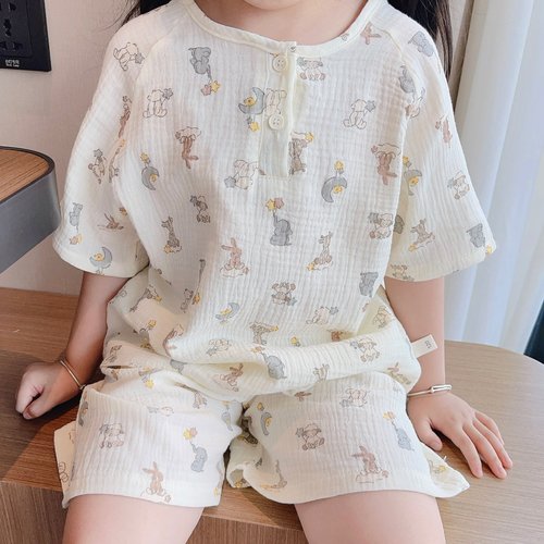 ins网红亲子睡衣纱布纯棉家居服