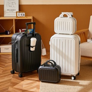 日式 轻音轮登机旅行 杯架款 大容量行李拉杆箱女高颜值多功能便携式