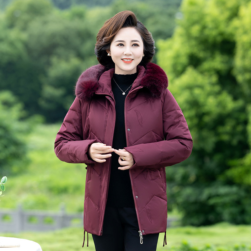 2025新款外套羽绒服女中长款中老年人中年加大码加厚棉袄