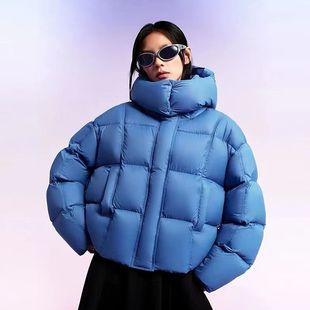 短款连帽羽绒服女2025新款冬季泡芙面包服保暖外套