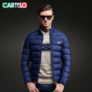 卡帝乐鳄鱼2023冬季羽绒棉服新款外套男装短款加厚立领保暖棉袄潮