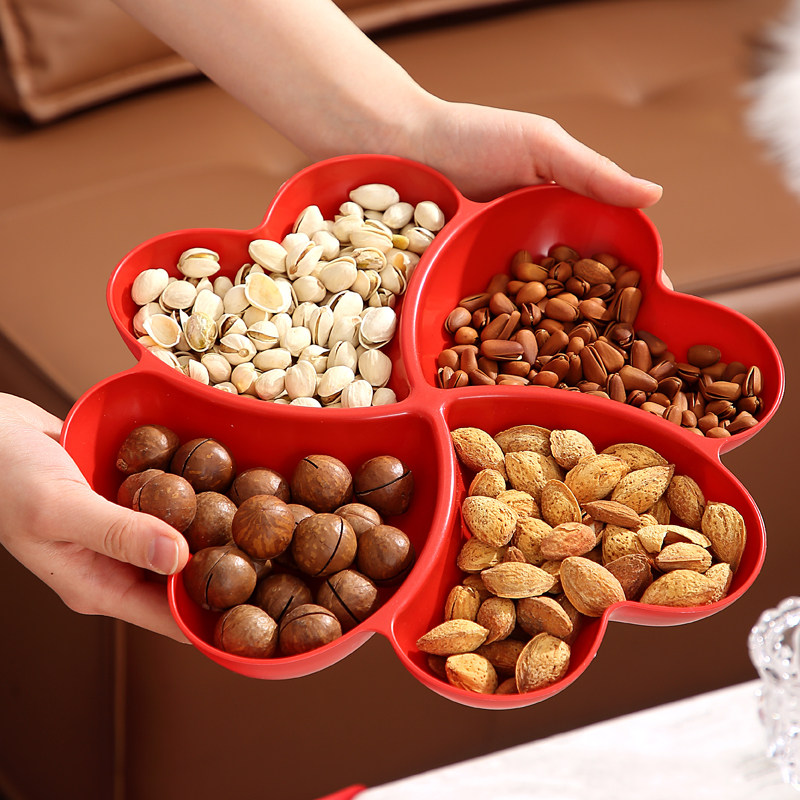 喜庆红色果盘客厅家用分格干果零食摆放盘网红新款茶几糖果坚果盘,餐饮具,果盆/果盘/果篮,淘宝优惠券,粉丝福利购,淘宝优惠卷