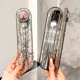 304不锈钢筷子勺子套装便携餐具盒成人上班族小学生一人用收纳盒