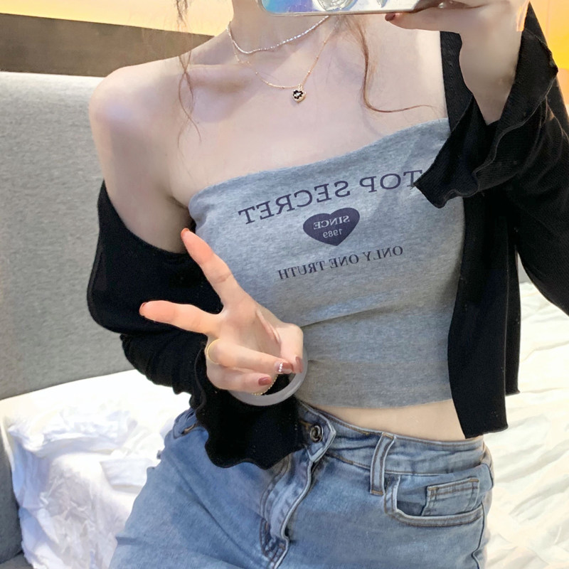 美背抹胸小吊带背心女内搭外穿裹胸欧美短款甜辣妹jazz爵士舞上衣