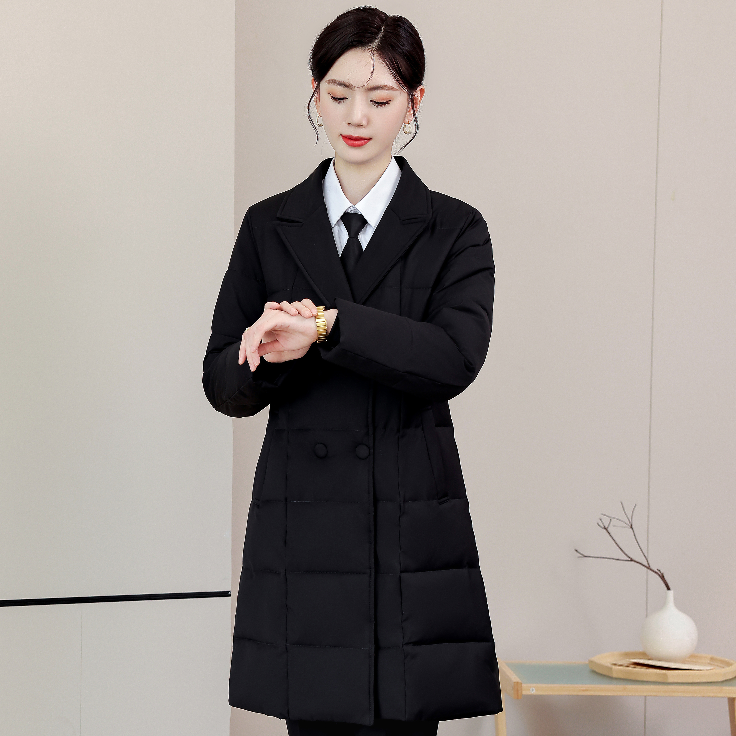 羽绒棉服中长款物业珠宝工作服女