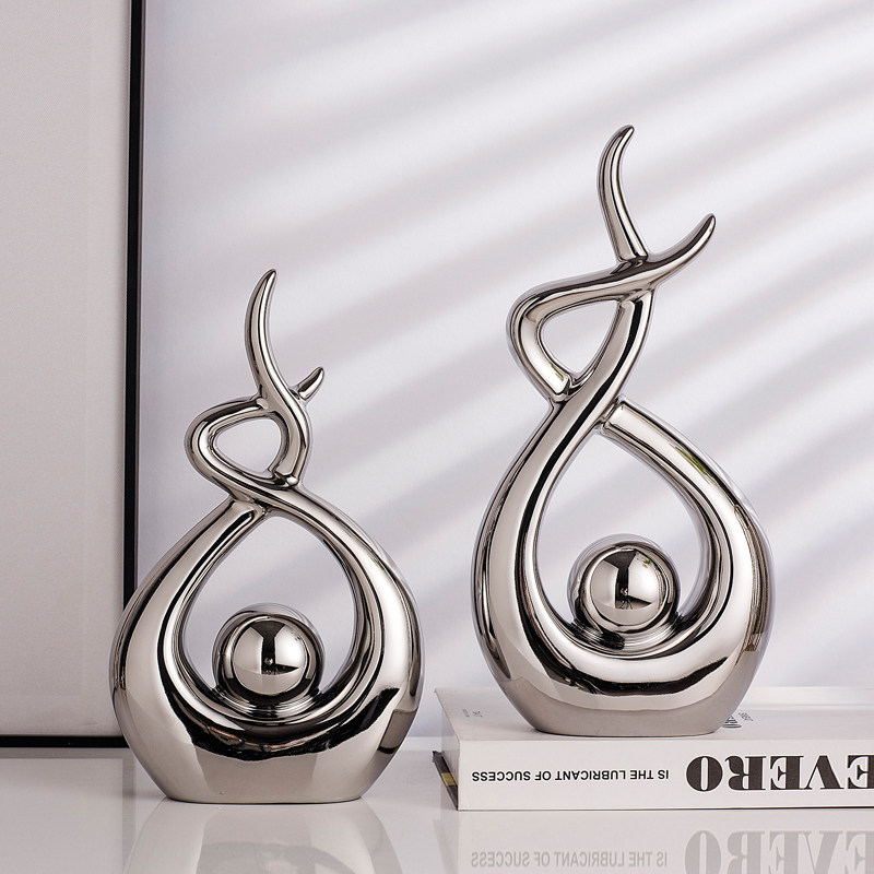 现代轻奢电镀银软装摆件家居客厅酒柜电视柜装饰品创意桌面摆设