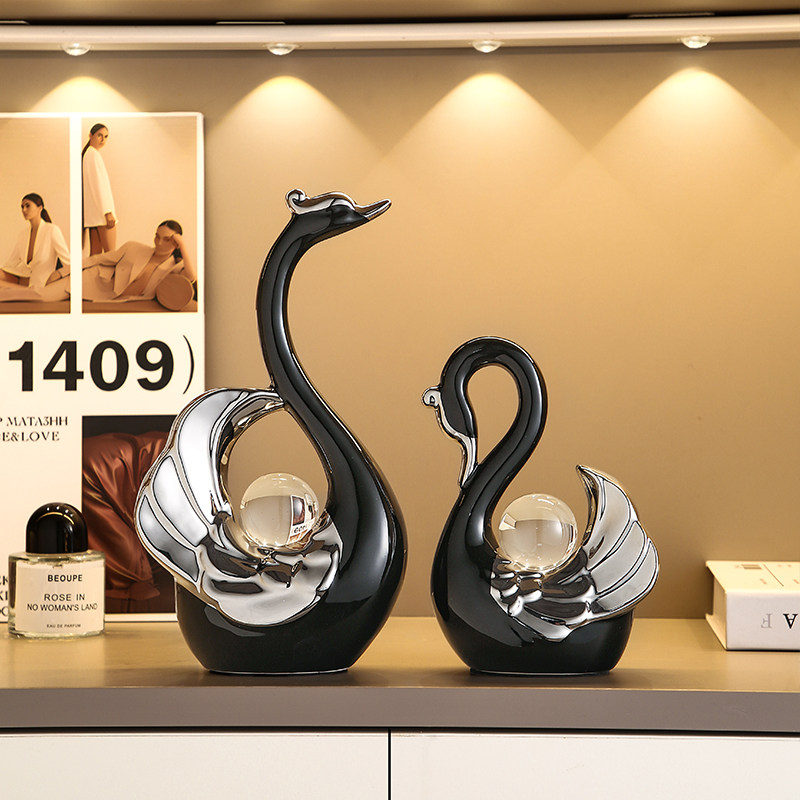 轻奢高档天鹅桌面玄关摆件家居客厅酒柜电视柜装饰品创意乔迁礼品,家居饰品,装饰摆件,淘宝优惠券,粉丝福利购,淘宝优惠卷