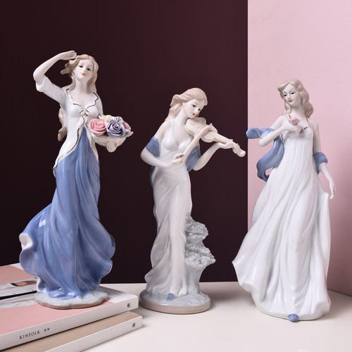 欧式风电视柜陶瓷西洋美女装饰品