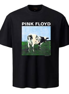热石HotStone摇滚T恤潮牌短袖T恤摇滚乐队pinkFloyd 奶牛专辑海报