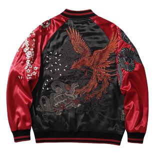 初代四神兽重工刺绣棒球服外套男青龙白虎朱雀玄武横须贺夹克国潮
