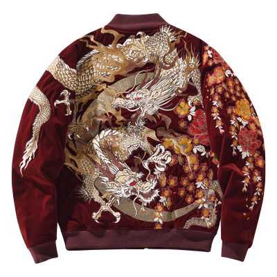 2025群龙平绒刺绣夹克外套棒球服