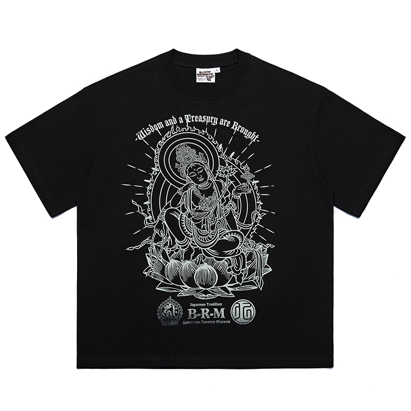 2024夏季潮牌宽松圆领男女短袖T恤透气印花青年纯棉半袖重磅个性