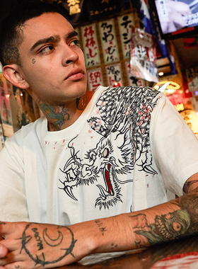 降龙刺绣潮牌个性男女TATOO纹身国风重磅