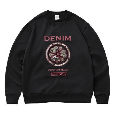 丹宁字母龙纹日系绣花男士卫衣