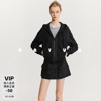 HAVVA松弛感连帽抽绳短外套